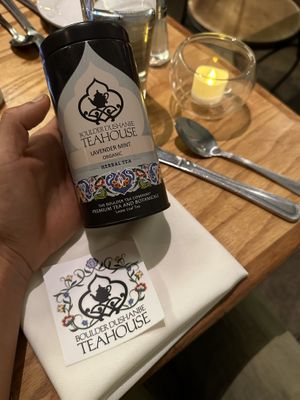 Highly recommend the Organic Lavender Mint tea!  Great price for the amount you get, this tin has lasted quite a while.  (Prices vary on tea, labeled on bottom of tin.) #Veganuary at Boulder Dushanbe Teahouse in Boulder