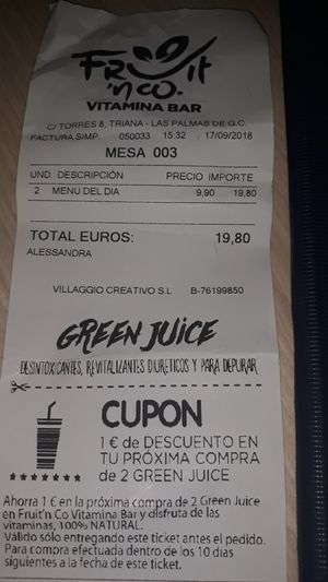 Hay menu apto para veganos! at Fruit' n co Vitamina Bar in Gran Canaria