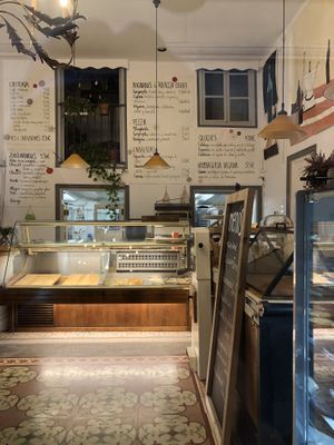 Inside through window  at Nabucco Obrador Vegetaria in Barcelona