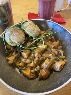 Butternut stew and rosemary dumplings   at The Barn in Scorton