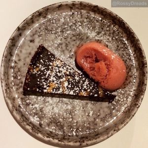 Vegan blood orange and chocolate tart at ASK Italian in Derby