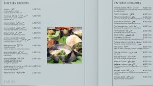 Extract of menu in English (2). at Farid in Dakar
