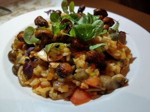 西班牙紅花虎茸菌燉飯 at Mirror and Vegan Concept in Hong Kong Island