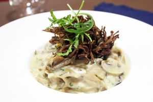 Fettuccine with Four Cheese at Mirror and Vegan Concept in Hong Kong Island