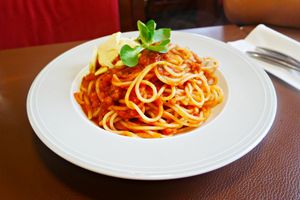 Spaghetti bolognese at Mirror and Vegan Concept in Hong Kong Island