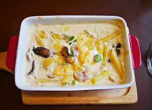 four cheese pasta bake at Mirror and Vegan Concept in Hong Kong Island