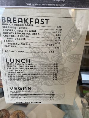 Menu  at Perks in St George