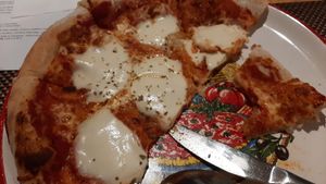 A "vegan" pizza full of cow cheese  at VEG in Poprad