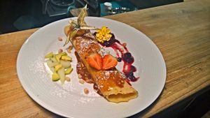 Vegetarian dessert pancake at VEG in Poprad