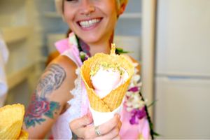 Specializing in Floral Gelato at Nicoco Hawaiian Gelato in Pahoa