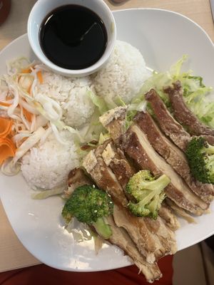 (28E) crispy fried mock duck with rice  at Bang Tofu in Bratislava