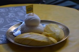 Mango sticky rice with coconut ice cream at Coco Mango The Garden in Chiang Mai