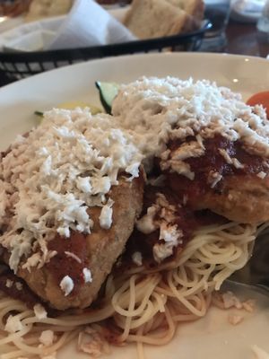 Gardein chickenless vegan Parmesan  at Orapax in Norfolk