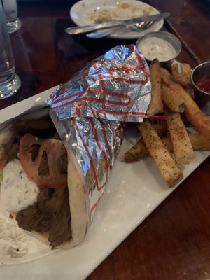 Vegan gyro with extra taziki at Orapax in Norfolk