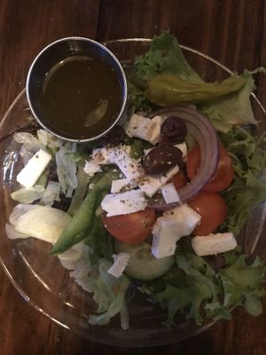 Vegan Greek salad with vegan feta  at Orapax in Norfolk