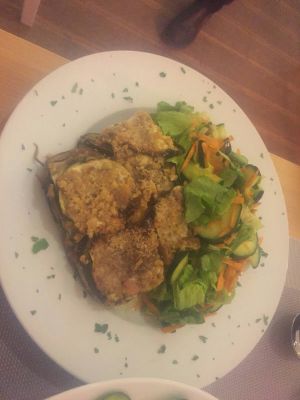 Oven bed veggies with cashew nuts and salad at Lalitana Restaurant in Lagos