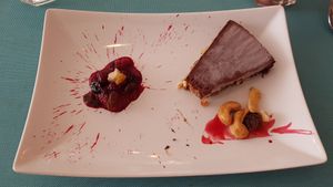 vegan Chocolate tarte with nuts and warm berries at Lalitana Restaurant in Lagos