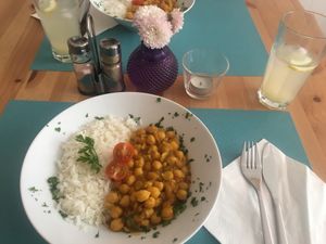 chickpea curry and rice at Lalitana Restaurant in Lagos
