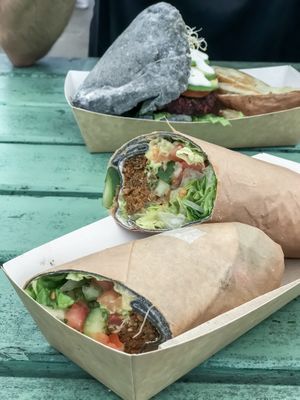 Falafel Wrap and Burger at Fruibies in Kuranda