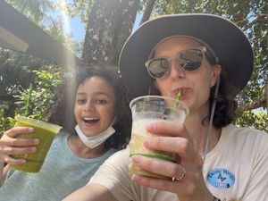 Green goddess and coffee cocomilk shake   at Fruibies in Kuranda