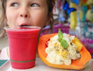 Smoothie and Papaya Boat at Fruibies in Kuranda