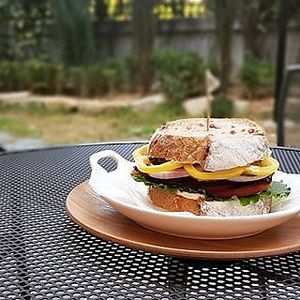 Vegan cheese. Bacon Campaign sandwich. Simultaneously with release. The reaction is hot! It is also good color and taste.  From the newborn bread made from our new rice. at yummyyomil in Seoul