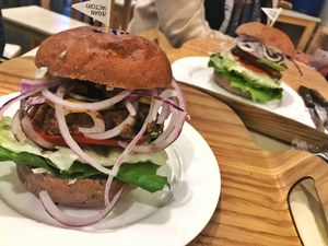 Their beet and avo burger at yummyyomil in Seoul