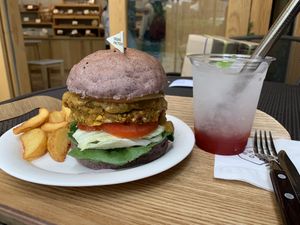 Chickpea apple burger. Pretty good! at yummyyomil in Seoul