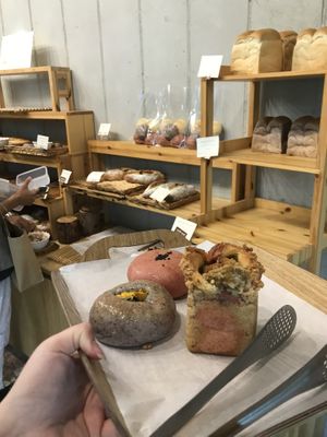 Nice selection of bread! The fig roll is really nice! at yummyyomil in Seoul