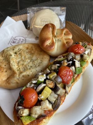 Chipotle baguette + curry bread + cheese n corn bread + soy milk cream bun at yummyyomil in Seoul