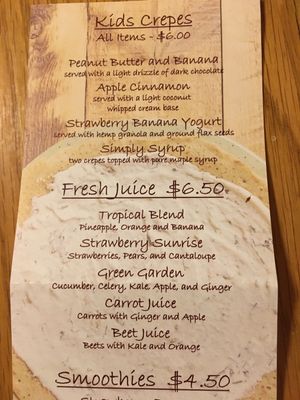 Menu at Kind Crepes in Mendon