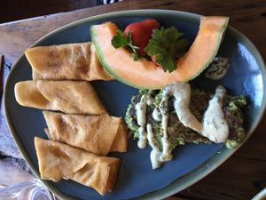 Simply Syrup crepe with Zucchini fritter at Kind Crepes in Mendon