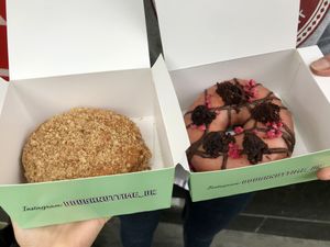 The Doughnuts just fit into the boxes 😋  at Rodeo Doughnuts - Shaftesbury Ave in London