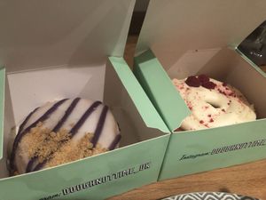 Sia Later (right) and Violet Beauregard  at Rodeo Doughnuts - Shaftesbury Ave in London