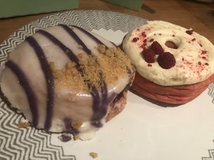 Sia Later (right) and Violet Beauregard  at Rodeo Doughnuts - Shaftesbury Ave in London