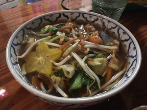 Okinawa soba vegetable soup at LaLa Zorba ララ・ゾルバ in Naha