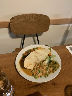 Hot dishes from buffet  at Chimy's in Zurich