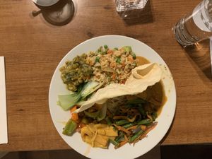 Hot dishes from buffet at Chimy's in Zurich