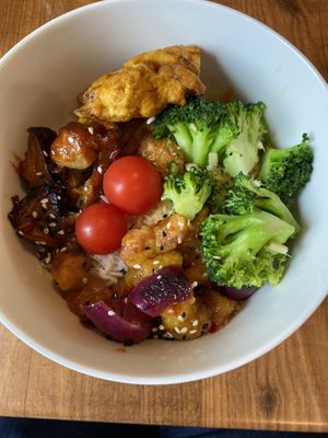 Vegan rice bowl with for weekday lunch   at Chimy's in Zurich