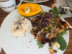 Vegan Curried Quinoa Plate (but I’m not seeing quinoa) so maybe not , oops  at Island Vintage Coffee in Honolulu