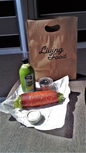 Falafel Wrap, All Green Juice, Nutella Pudding at Plantiful in Guatemala City