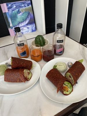 Falafel wrap and Walnut-Carnitas wrap 😋  at Plantiful in Guatemala City