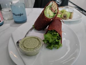 Good size serves. Shame the sauces came in plastic containers at Plantiful in Guatemala City