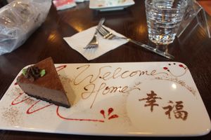 Cake in a decorated plate at LN Fortunate Coffee in Shanghai