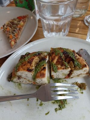 Stromboli, doesn't have much filling and pizza in the background, that was tasty and crunchy at The Cutting Vedge in Kilkenny