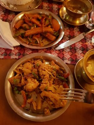 chilli chips and Nepali tarkari  at The Yak & Yeti in York