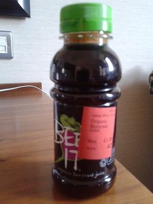 Beetroot drink at Holland & Barrett in York