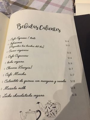 Hot drinks  at El Patio Rojo in Trujillo