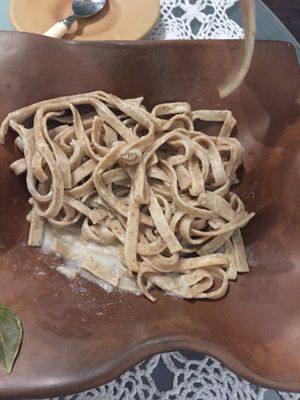 Tagliatelle with garlic sauce  at El Patio Rojo in Trujillo