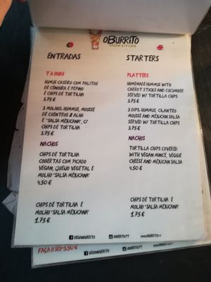 Menú 2 at O Burrito in Porto